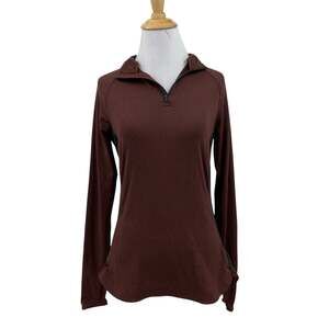 Rei Sweatshirt Womens S Small Brown Quarter Zip Thumbholes Long Sleeve Co-op Top
